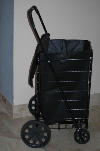 Black Metal Shopping Cart w/ interior bag