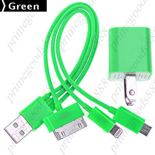4 in 1 USB 2.0 Male to 8 pin Lightning Dock Connector Micro Date Cable Green