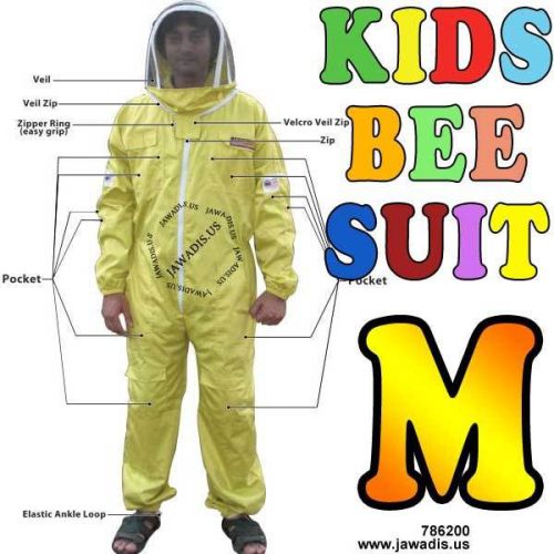 Yellow Kids Bee Suit Pest Control Beekeeping Beekeeper Suit &amp; Veil [M]
