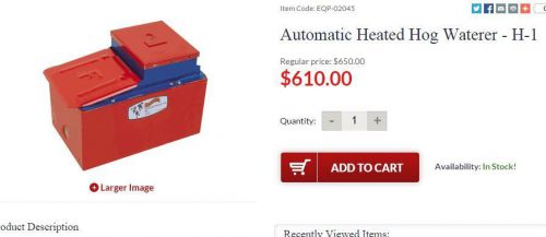 Heated Hog Waterer  Automatic