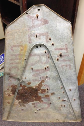 Vintage Aermotor Windmill Vane Tail Fin - Bullet Holes and Damage - Approx. 4&#039; L