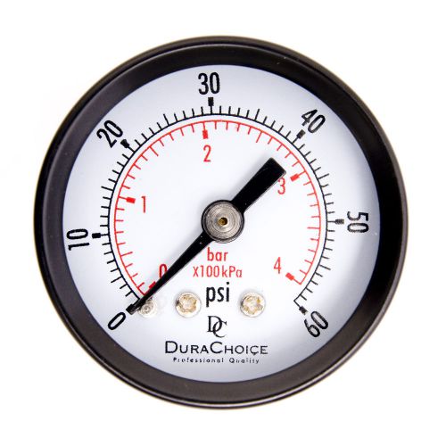 1-1/2&#034; dry utility pressure gauge - blk.steel 1/8&#034; npt center back 60psi for sale