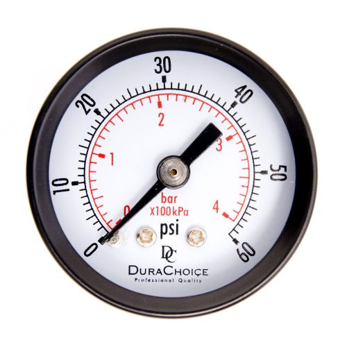 1-1/2&#034; Dry Utility Pressure Gauge - Blk.Steel 1/8&#034; NPT Center Back 60PSI