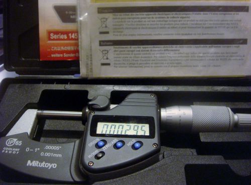 Mitutoyo 293-340 digital micrometer 0-1 in ip65 ratchet 0.001mm with coi and box for sale