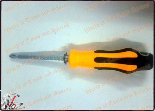 Screwdriver 2 way adjustable stainless ph2 cross &amp; 6mm flat with smooth grip for sale
