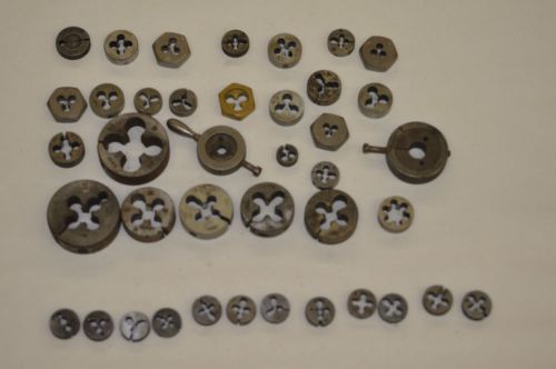 Lot of 40 Assorted Threading Dies B&amp;CO, Card, Ace, others with box
