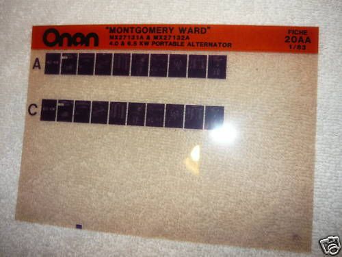 Onan Montgomery Ward 4.0 &amp; 6.5 KW Portable Parts Manual