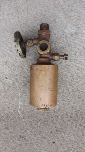 Antique brass hit &amp; miss gas steam engine force feed lubricator oiler for sale