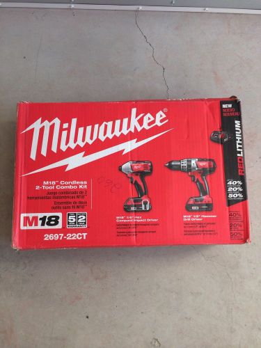 2697-22 Milwaukee Cordless LI-ion 2-Tool Combo Kit 18v Hammer Drill/impact NEW!!