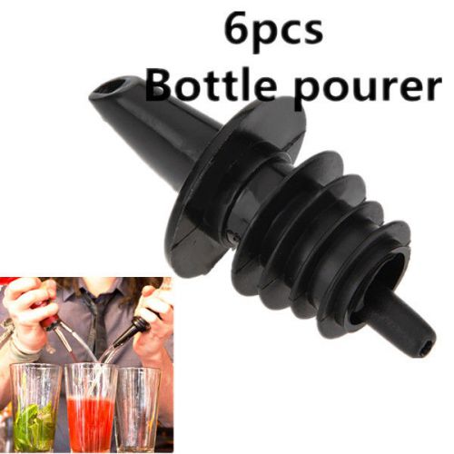 6x 6pcs plastic liquor spirit pourer free flow wine bottle pour spout stopper for sale
