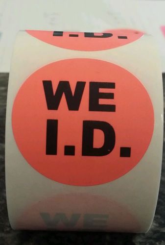 WE I.D. Labels (20 labels) 1.5 inch florescent PINK Stickers American! lv