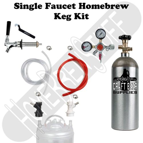 1 faucet homebrew draft beer kegerator conversion kit ball lock + co2 tank &amp; reg for sale