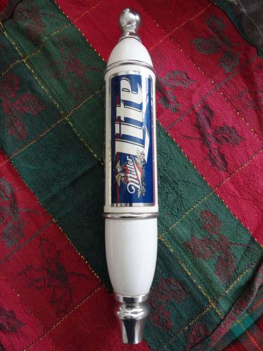 Miller Light Beer Tap white handle silver toned metal silver and blue label used