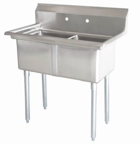 STAINLESS STEEL 2 TWO COMPARTMENT SINK NSF 33 X 22