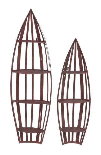 Harvey &amp; haley designed metal wall boat shelf in bright rusty finish for sale