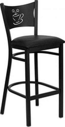 New metal coffee design restaurant barstools black vinyl seat *lot of 12 stools* for sale