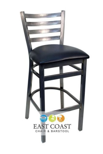 New gladiator clear coat ladder back metal bar stool with black vinyl seat for sale