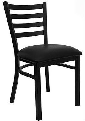 Premium Ladder Back Chair. Black Frame. Black Vinyl Seat