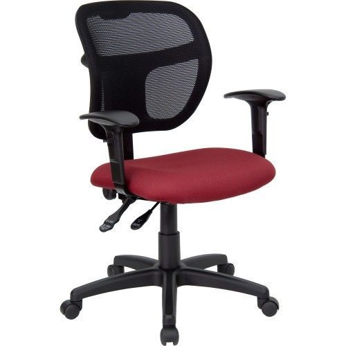 Flash Furniture WL-A7671SYG-BY-A-GG Mid-Back Mesh Task Chair with Burgundy Fabri