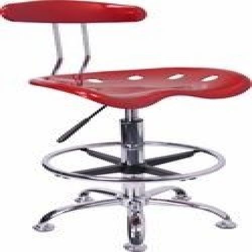 Flash Furniture LF-215-WINERED-GG Vibrant Wine Red and Chrome Drafting Stool wit