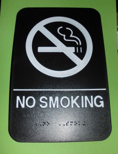 ADA  NO SMOKING SIGN  BRAILLE BLACK PUBLIC ACCOMMODATION APPROVED business home