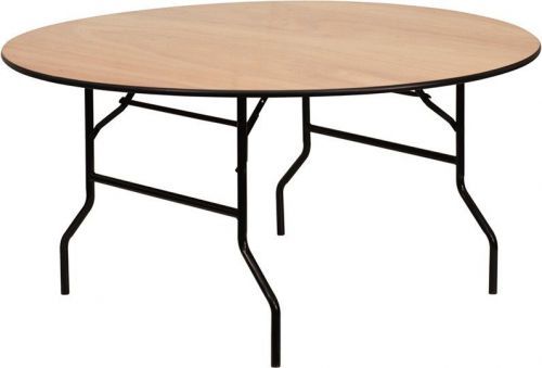 Lot of 10 5ft Wood Top Round Banquet Catering Folding Tables