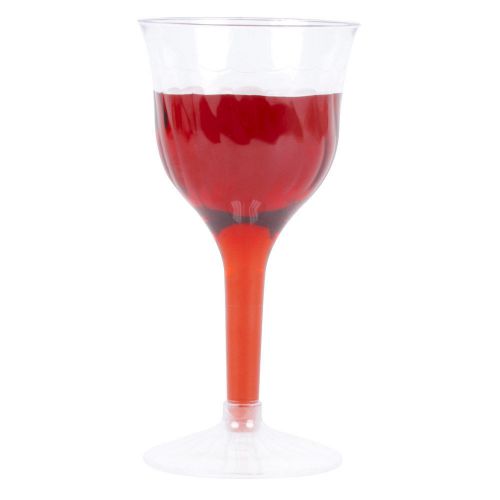 Pack of 50 CLEAR 6 oz. Plastic 2-Piece Wine Glass Flairware with Bonus Picks