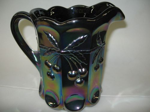 Amethyst carnival Glass cherry &amp; cable pattern water serving pitcher thumbprint