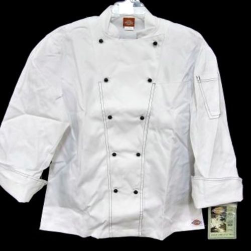 Dickies Executive Chef White Black Coat Jacket Uniform CW070302 34 Unisex New