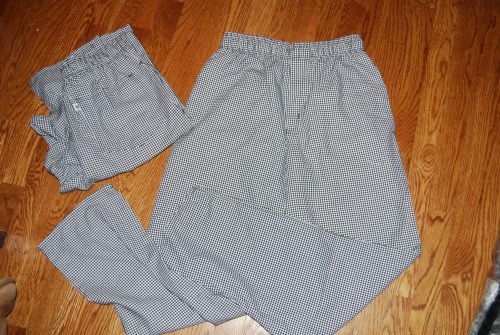 NEW LOT OF 2 Uncommon Threads 4001 Chef PantsBrass Zipper sz small houndstooth