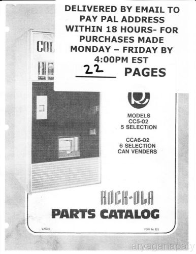 Rock-ola CC5-02, CCA6-02 Parts Catalog PDF sent by email