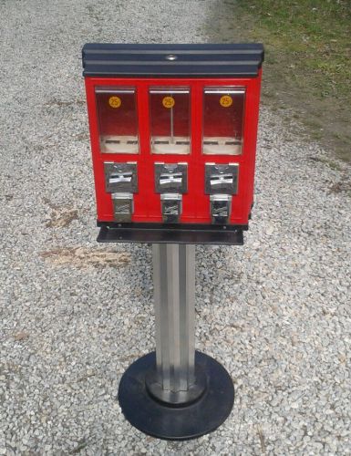 Northwestern Triple Play Metal 3-Head Bulk Candy Vending Machine Red &amp; Black