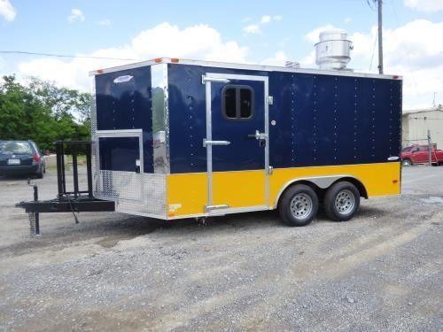 Concession Trailer 8.5&#039;x14&#039; Indigo Blue and Yellow - Food Catering Event