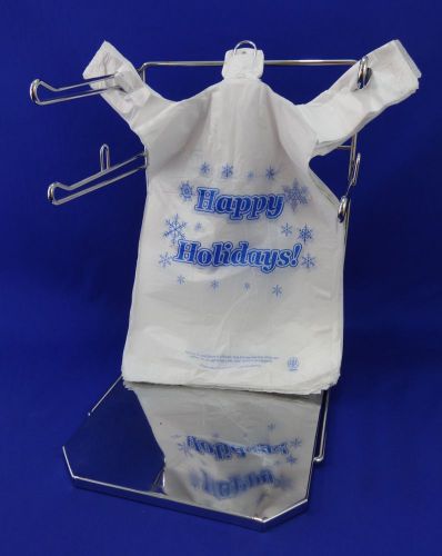 T-shirt plastic bags happy holiday shopping handles 11.25&#034; x 6&#034; x 21&#034; christmas for sale