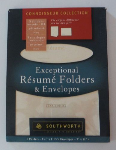 Southworth Connoisseur Resume Folders (8), Envelopes(8) and Stationary(49) Ivory