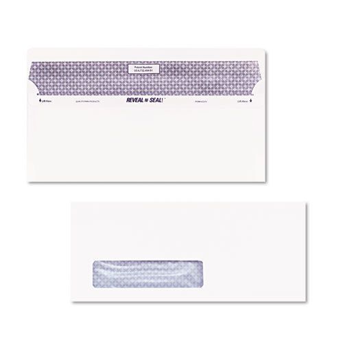 Reveal-n-seal window envelope, contemporary, #10, white, 500/box for sale