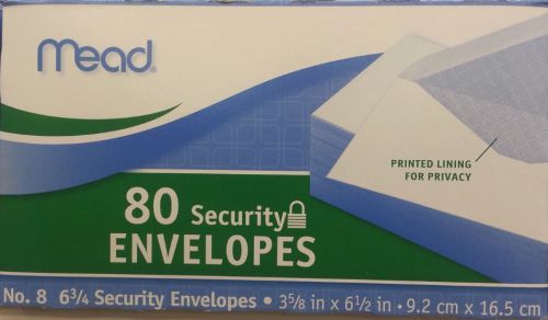 80 Mead All-Purpose White Security Envelope, 3 5/8 x 6 1/2, 20 lb, 80 Count