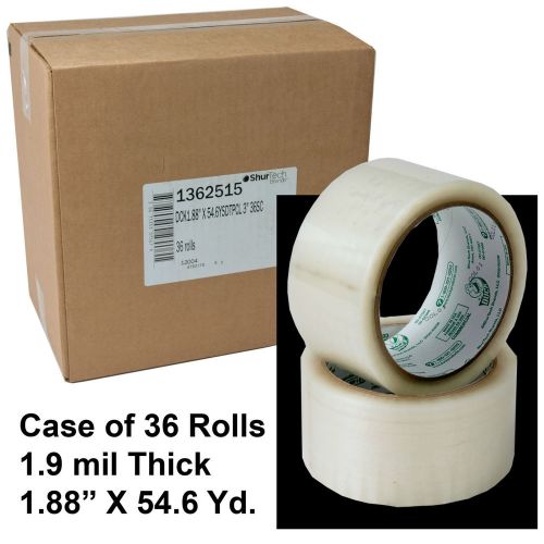 Case of 36 rolls, duck 1.9 mil commercial grade packaging tape, 1.88&#034; x 54.6 yd. for sale