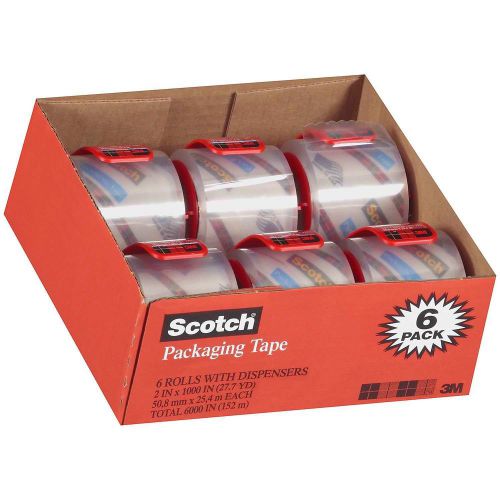 6 Rolls - 3M Scotch Heavy Duty Shipping Packaging Tape 2&#034; x 22.2YD - Dispensers
