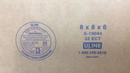 Uline 8x8x6 lightweight cardboard box 32 ect s-19044  : 25 box bundle for sale