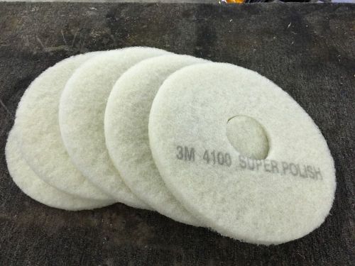 Lot / Case of 5 - 3M White 13&#034; 330 mm Super Polish Pads 4100 PO Industrial #1061