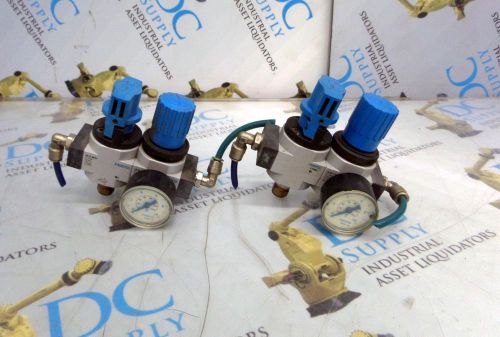 FESTO LR-D-7-MINI REGULATOR W/ FESTO HE-D-MINI VALVE LOT OF 2