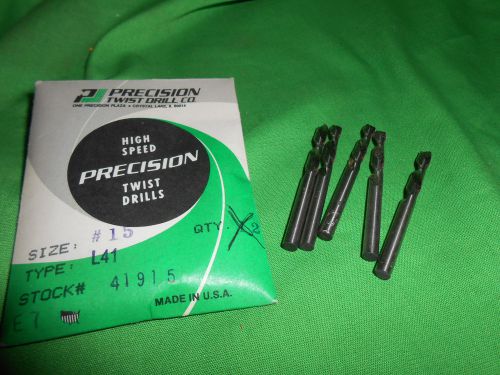 Lot of 5 precision twist l41 #15  left hand  stub  drills usa for sale