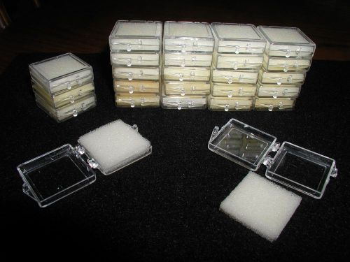 100 Plastic Snaplock Cases Foam Inserts Coins Art, Jewery, 1 1/8&#034; x 1 1/8&#034; x 1/4