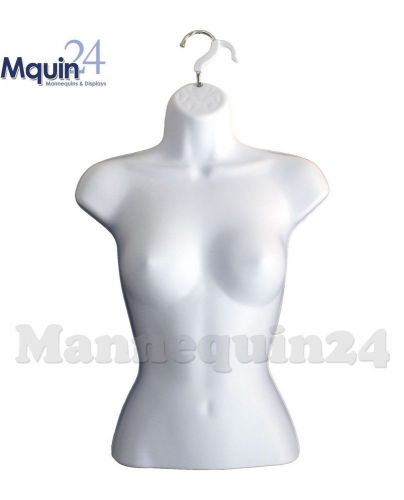 White Female Torso Mannequin Form (SM-MD) w/Hook Hanger Woman&#039;s Clothing P76W