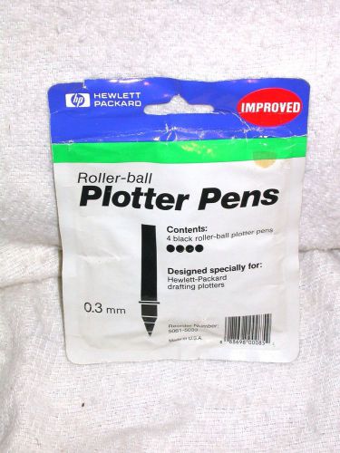 Package of 4 HP Black 0.3mm Roller-Ball Plotter Pens 5061-5033 NOS