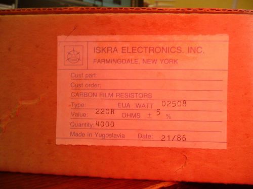 1 reel (4000 pcs) ISKRA 220 ohm 1/2 Watt 5% Carbon Film Resistors