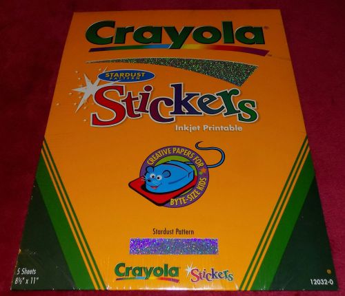 NEW! 2001 CRAYOLA STARDUST PATTERN STICKERS INKJET PRINTABLE 5 SHEETS 8.5&#034; X 11&#034;