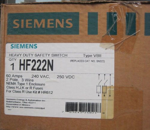 Siemens Heavy Duty 60 Amp Safety Switch HF222N