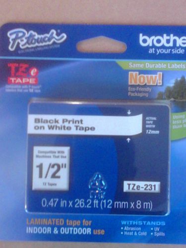 Brother P-Touch TZE231  Label Tape 1/2&#034; Black on White